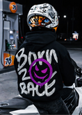 Load image into Gallery viewer, "BORN 2 RACE" PURPLE HOODIE