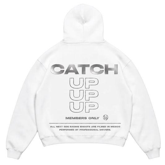 "CATCH UP" REFLECTIVE HOODIE (WHITE)