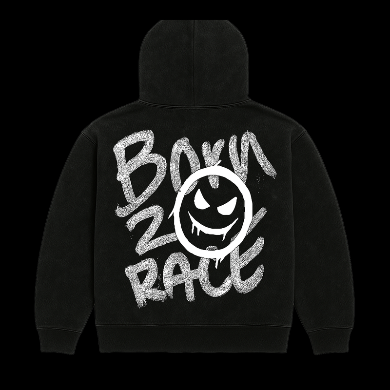 "BORN 2 RACE" WHITE HOODIE