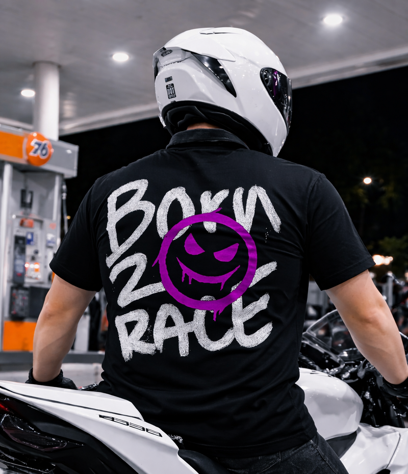 "BORN 2 RACE" PURPLE TEE