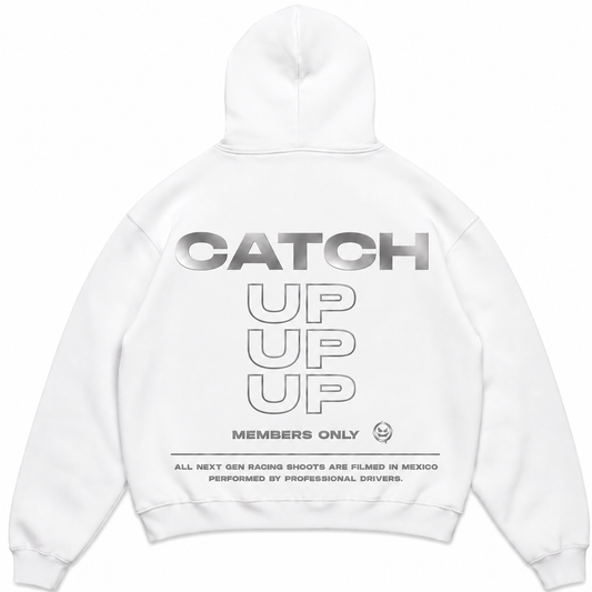 "CATCH UP" REFLECTIVE HOODIE (WHITE)