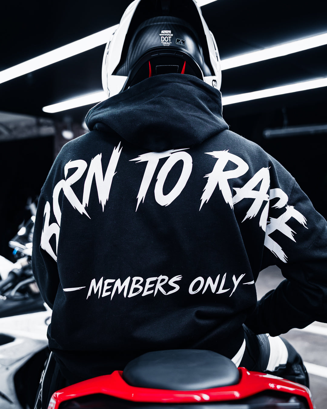 "BORN TO RACE" REFLECTIVE HOODIE
