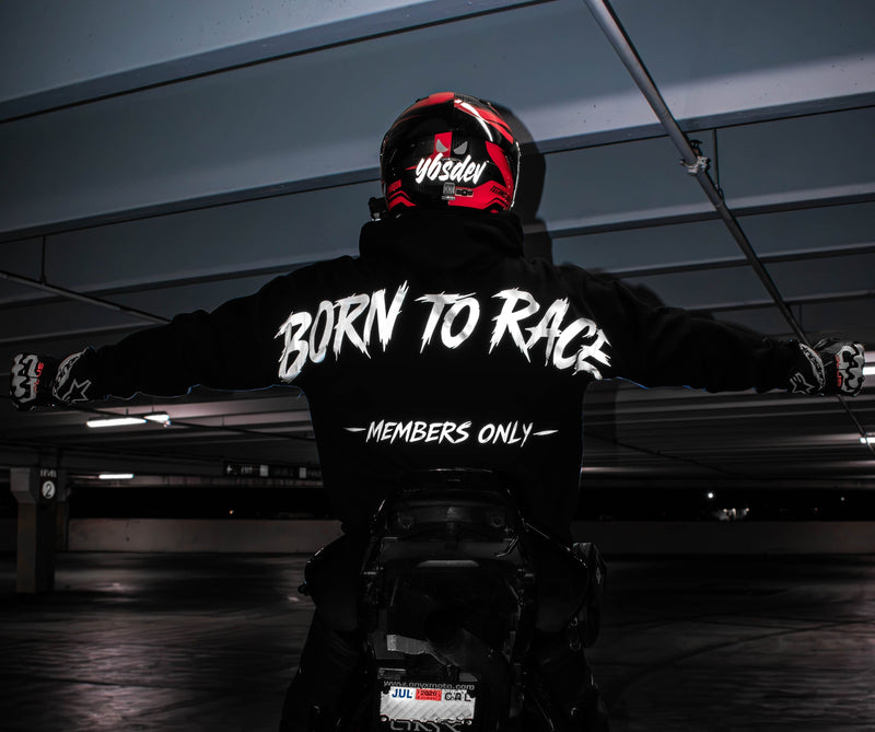 "BORN TO RACE" REFLECTIVE HOODIE