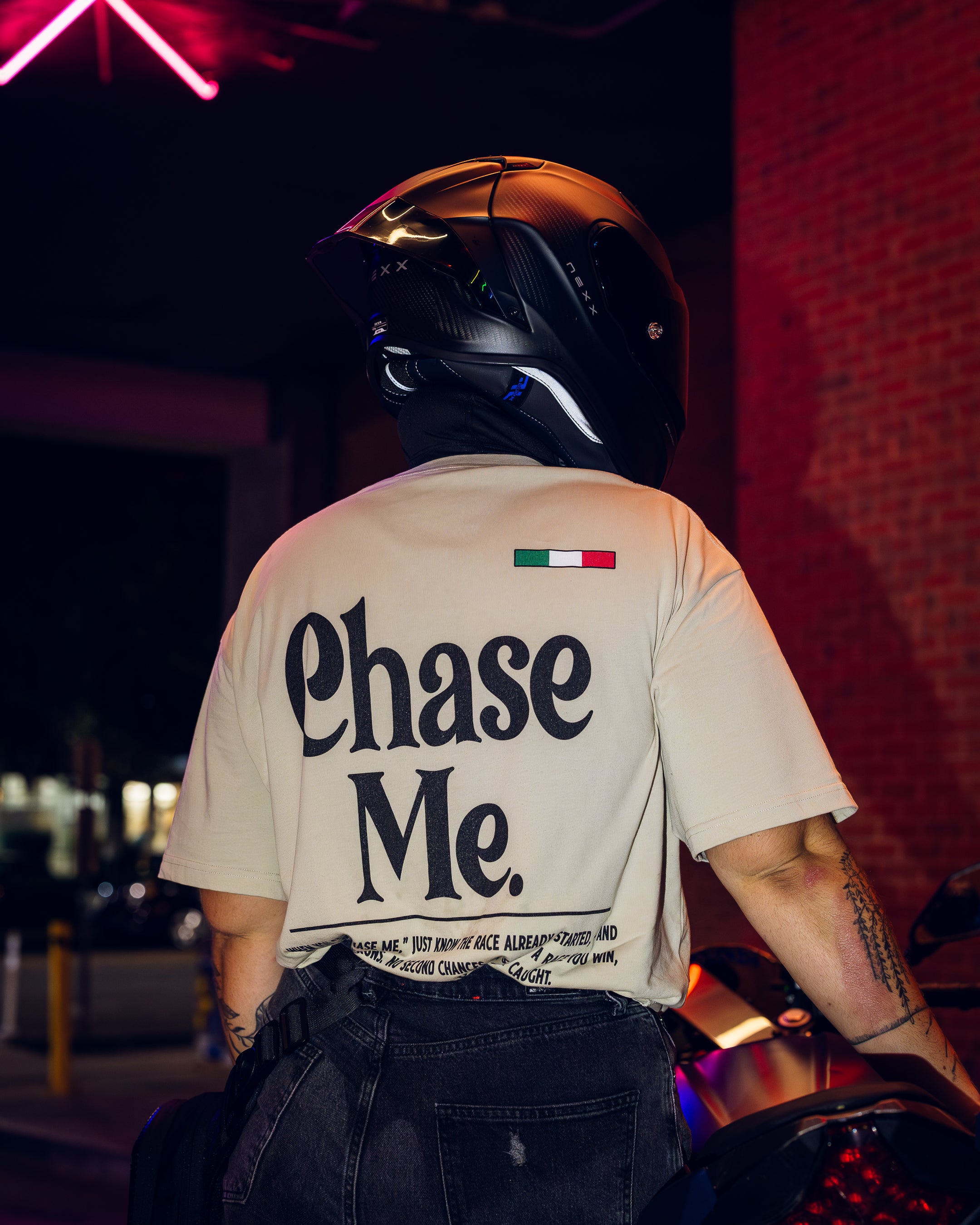 Cream/Light Brown "Chase Me" Tee