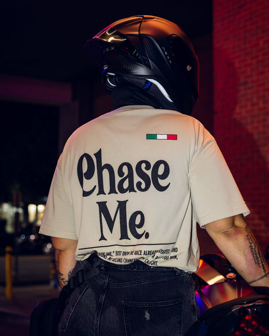 CREAM/LIGHT BROWN "CHASE ME" TEE