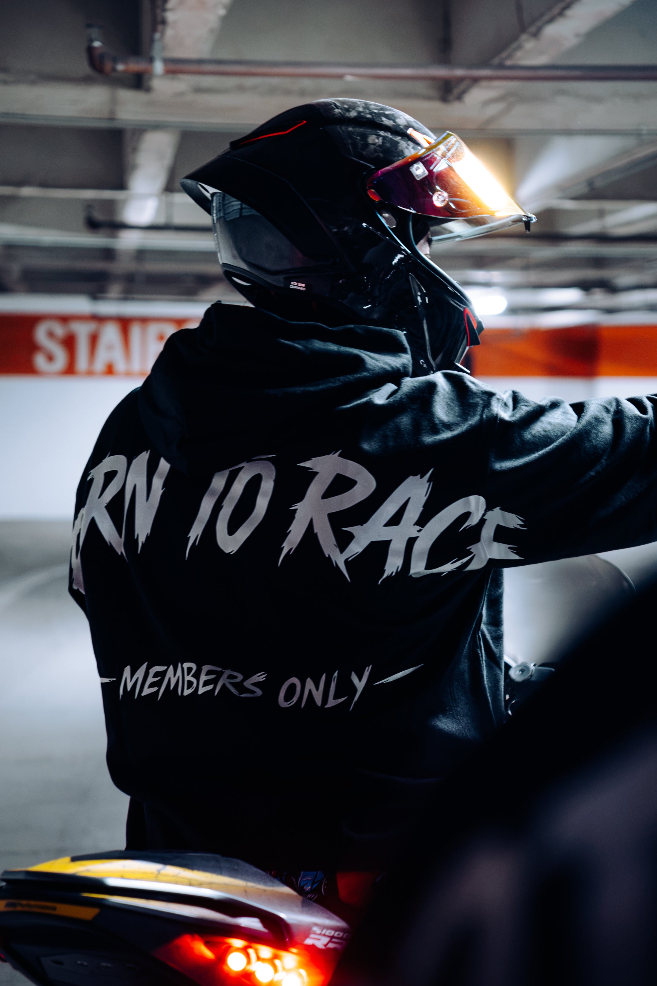 "BORN TO RACE" REFLECTIVE HOODIE