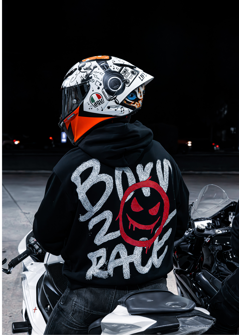 "BORN 2 RACE" RED HOODIE