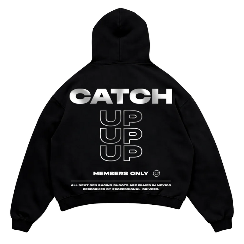 "CATCH UP" REFLECTIVE HOODIE (BLACK)