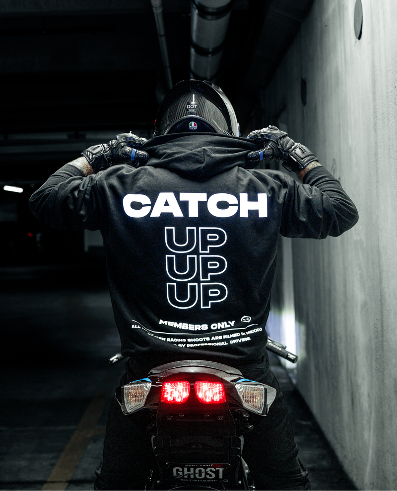 "CATCH UP" REFLECTIVE HOODIE (BLACK)