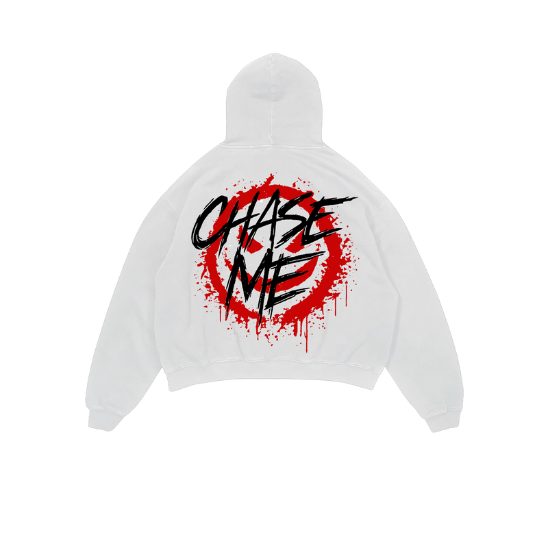 "CHASE ME" WHITE HOODIE