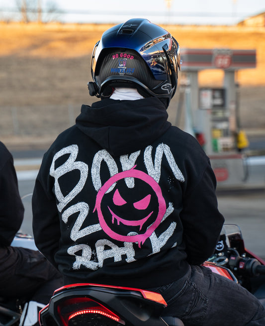 "BORN 2 RACE" PINK HOODIE